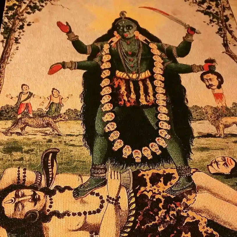 Kali standing triumphantly over Shiva