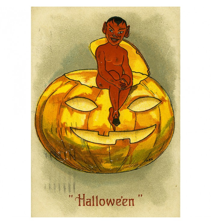 Retro Halloween postcard print.
