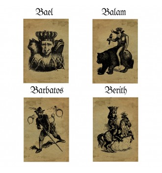 Old occult illustrations showing the demons Bael, Balam, Barbatos, and Berith.