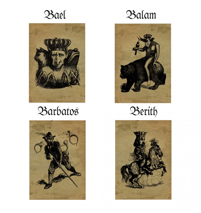 Emperor Bael, King Balam, Horned Count Barbatos, Infernal Duke Berit.