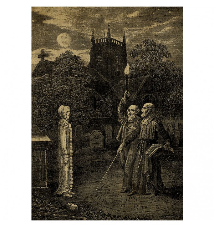 The necromantic ritual of John Dee and Edward Kelly.