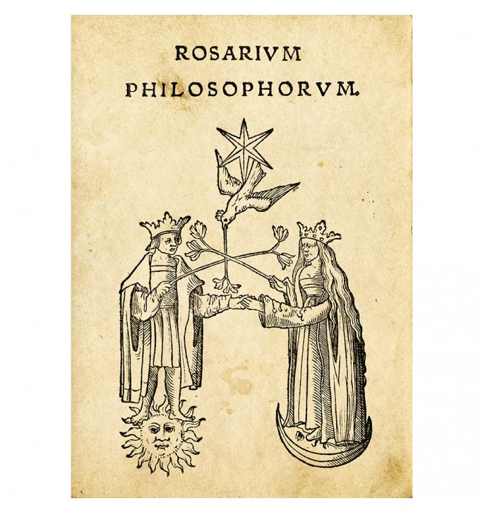 Alchemy symbol, a King and a Queen, from Rosarium Philosophorum.