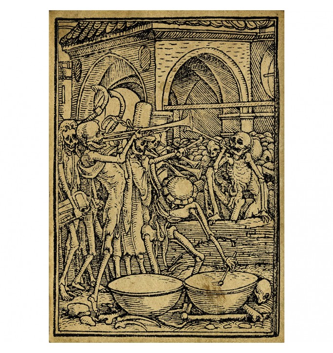 Dance of Death: The Trumpeters of Death. Hans Holbein artwork.