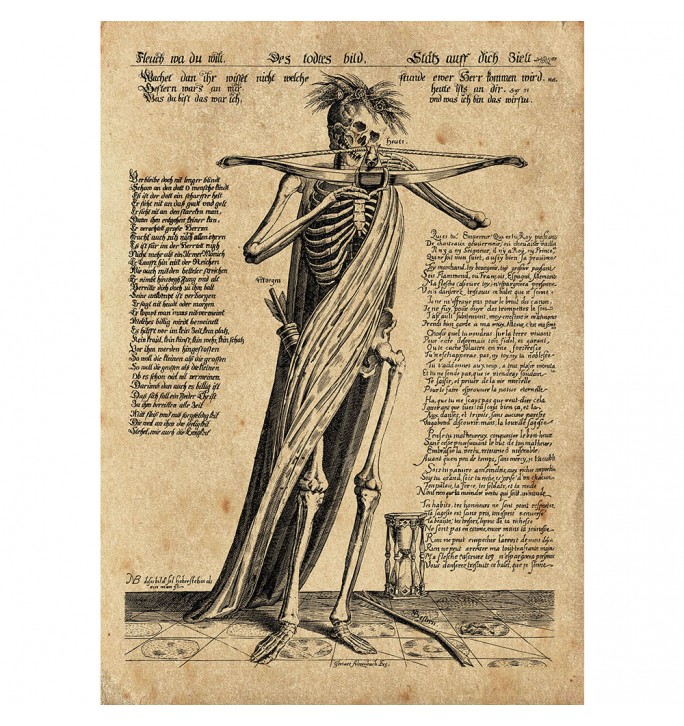 Memento Mori! A skeleton with bow and arrow.