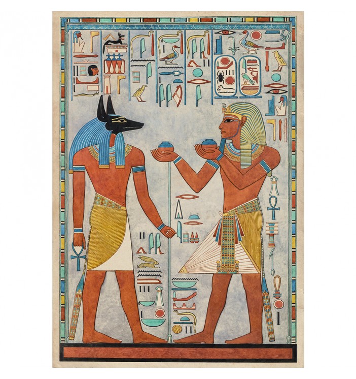 Pharaoh with Anubis. Book of the Dead ancient Egypt.