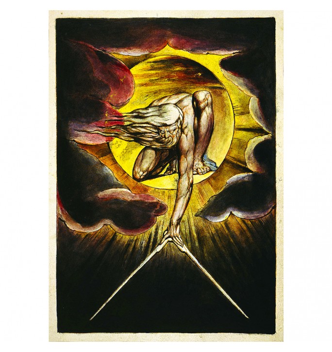 The Ancient of Days. Biblical creation of the world. William Blake artwork.