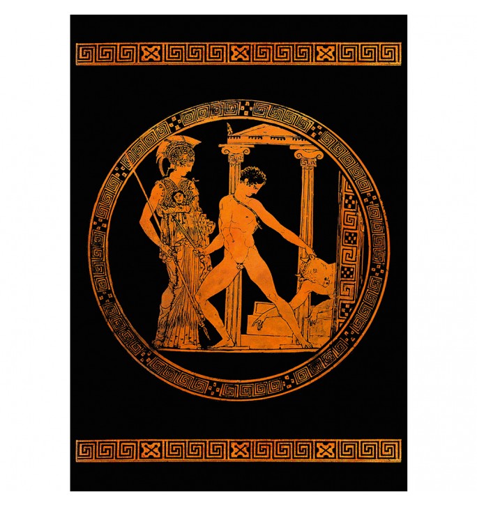 Athena and Theseus with the dead Minotaur.