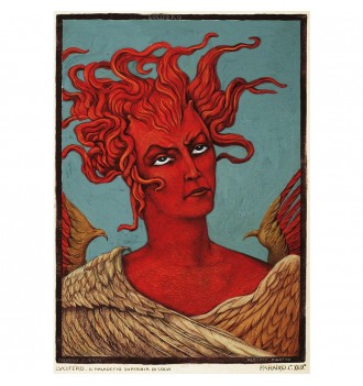 Dante illustration showing the red-faced fallen angel Lucifer with large wings.