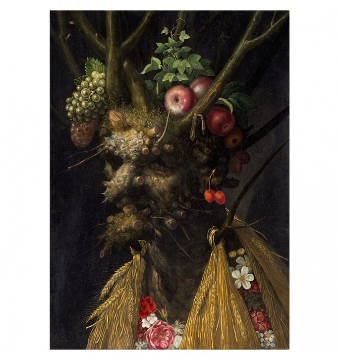 Four seasons in one head. Surrealist painting by  Giuseppe Arcimboldo.