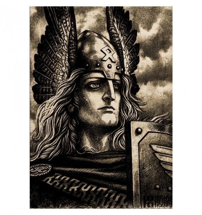 Portrait of a Scandinavian pagan warrior.