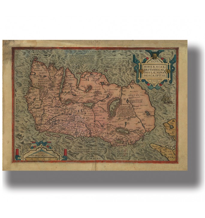 Historical map of Ireland with antique lines and old-world cartographic character