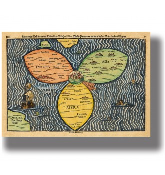 Late medieval map showing an early European view of the known world.