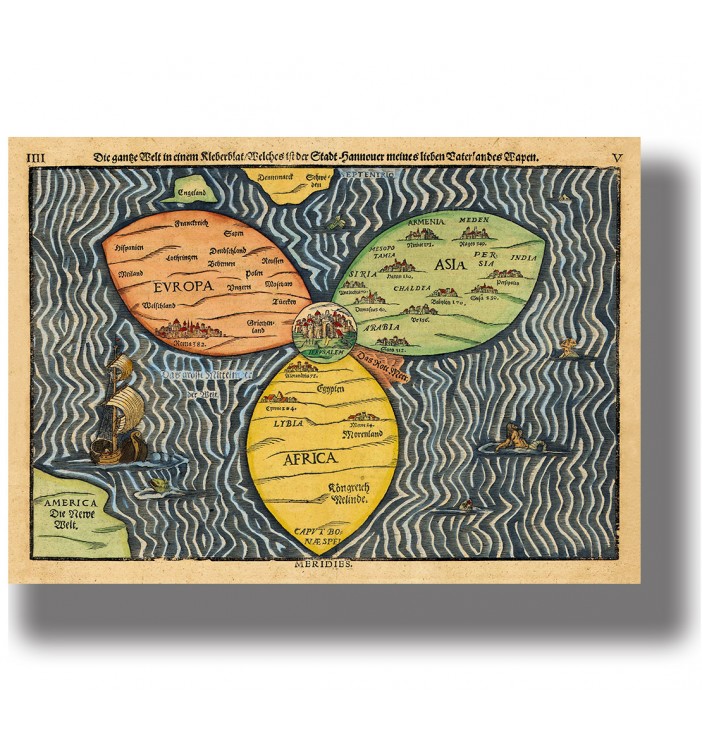 Late medieval map showing an early European view of the known world.