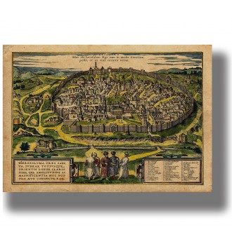 Antique map of Jerusalem.