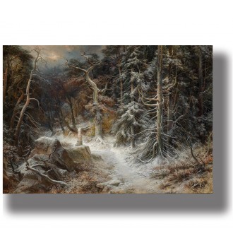 Landscape with winter forest.