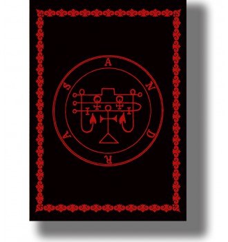 Occult symbol print featuring the seal of the demon Andras inside a circular design with an ornamental border.