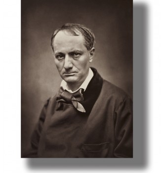 Vintage portrait of Charles Baudelaire in dark clothing with a bow at the collar.