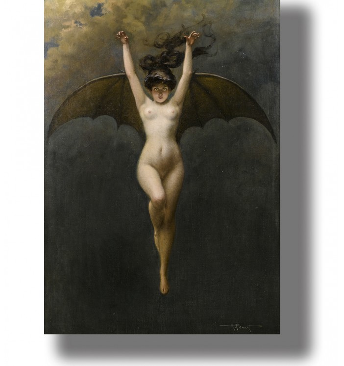 Demonic bat woman. A winged female vampire.