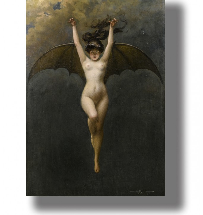 Demonic bat woman. A winged female vampire.