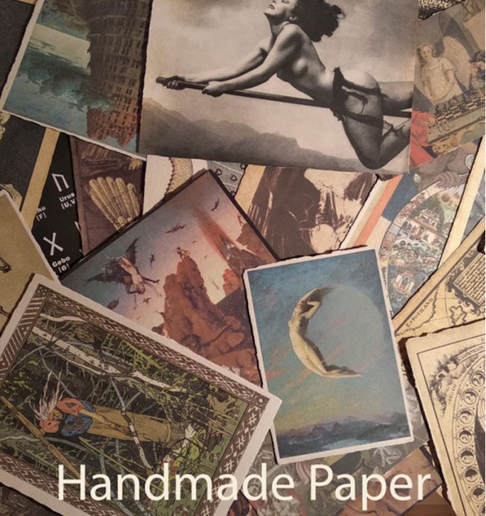 Handmade vintage paper print – textured paper with deckled edges and muted colors