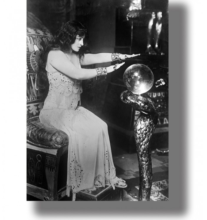 Glamorous Oracle with Crystal Ball - Gothic Fortune Teller Print