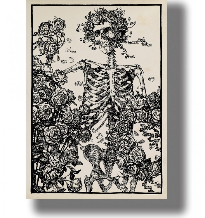 The Flower Forever Dies - Skeleton and Roses Print