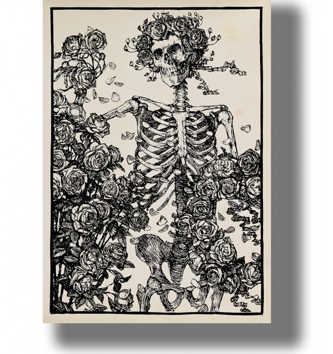 The Flower Forever Dies - Skeleton and Roses Print