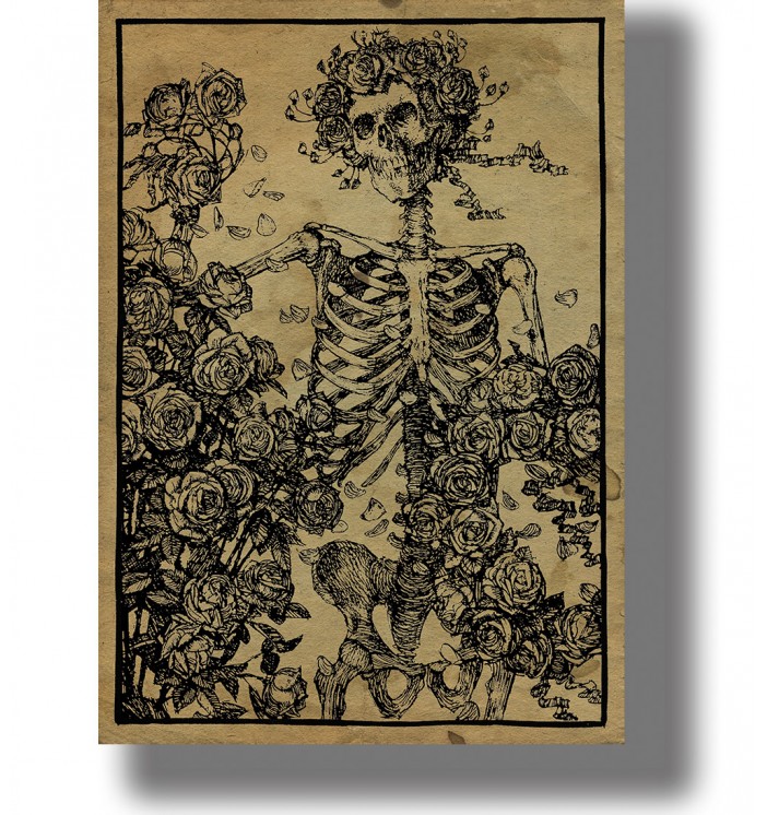 The Flower Forever Dies - Skeleton and Roses Print