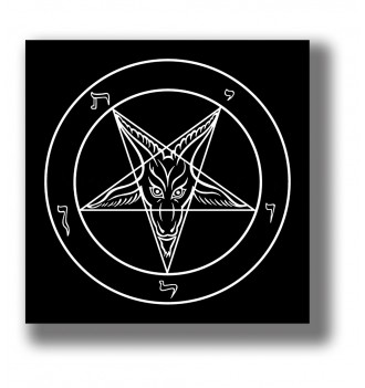 Occult symbol print featuring the pentagram of Baphomet with a goat head and the name Leviathan.