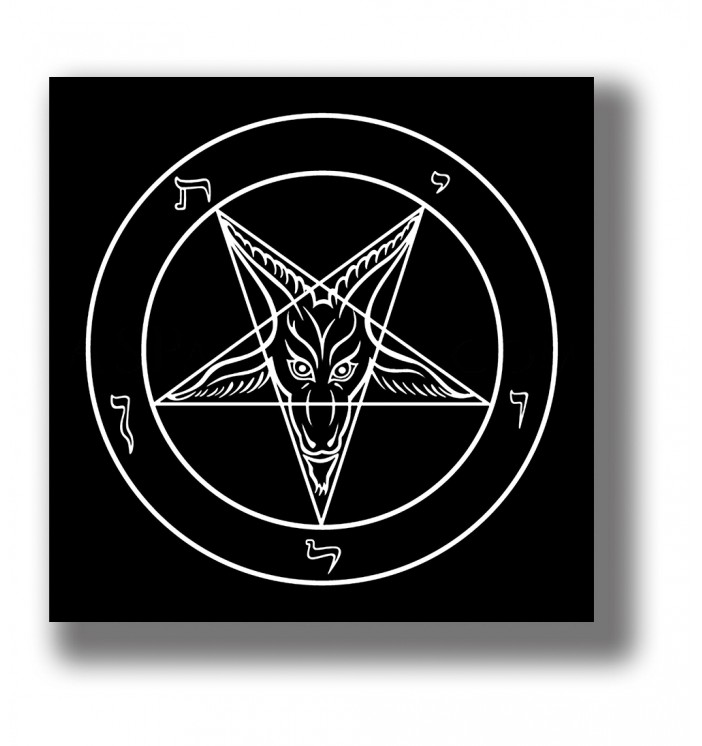 Occult symbol print featuring the pentagram of Baphomet with a goat head and the name Leviathan.