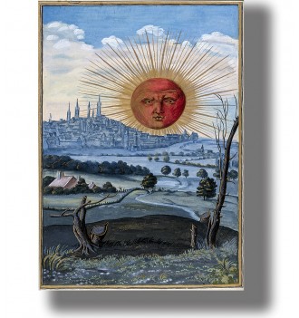 A red-faced sun rises above...