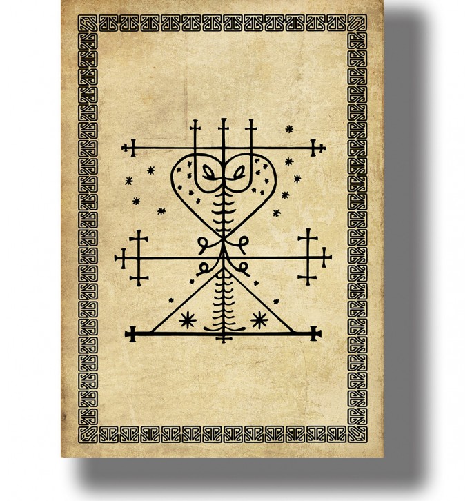 The mistress of the cemetery gate is Maman Brigitte. African magical veve.