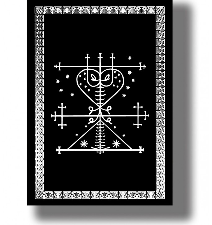 The mistress of the cemetery gate is Maman Brigitte. African magical veve.