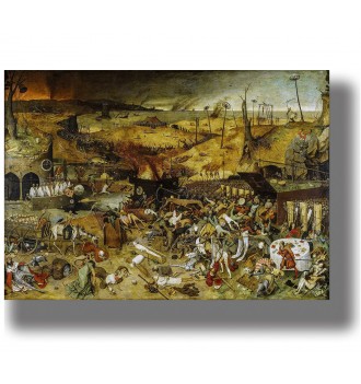 The Triumph of Death by Pieter Bruegel the Elder showing an army of skeletons in a chaotic medieval scene