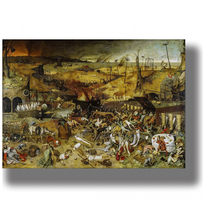 The Triumph of Death by Pieter Bruegel the Elder showing an army of skeletons in a chaotic medieval scene