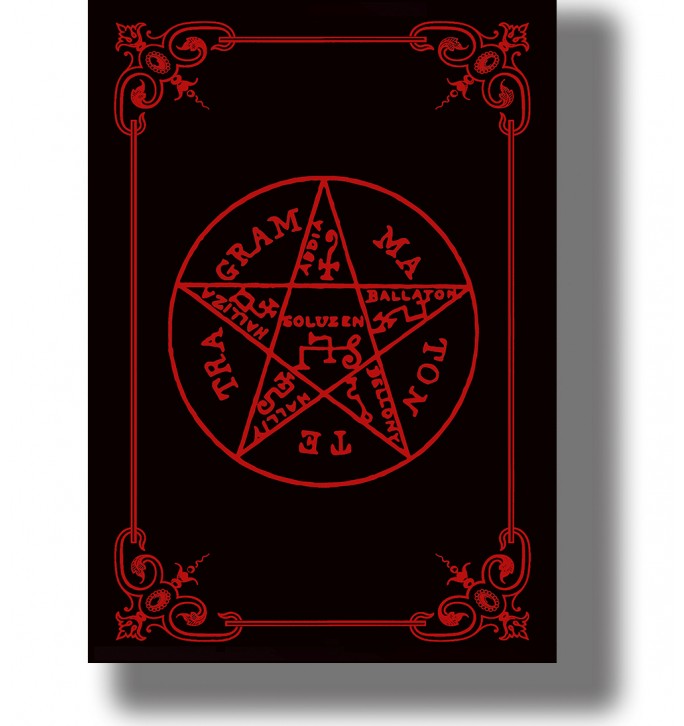 Occult pentagram from the Goetia with magical names and sigils arranged inside a circular seal.
