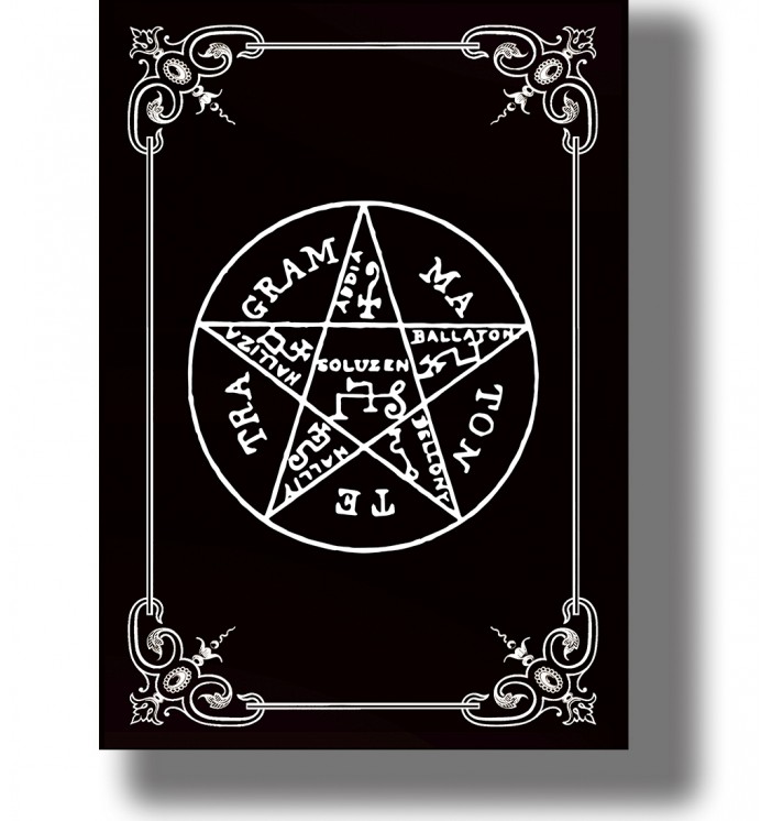Occult pentagram from the Goetia with magical names and sigils arranged inside a circular seal.