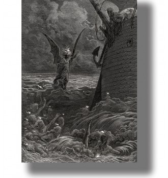 Gustave Doré engraving showing a supernatural night scene at sea with a ship, dark waves, and strange figures.