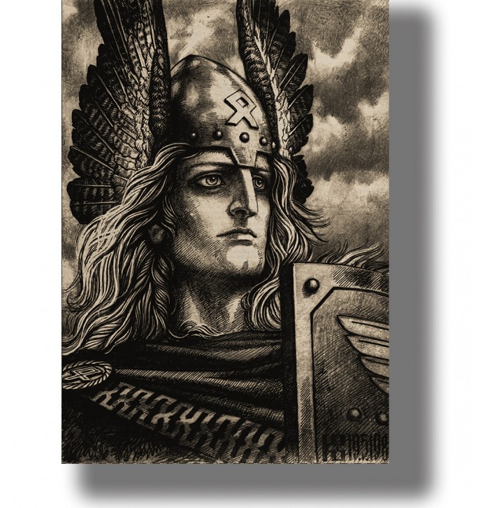 Portrait of a Scandinavian pagan warrior.