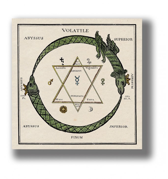 Hexagram of King Solomon and the Ouroboros serpent.
