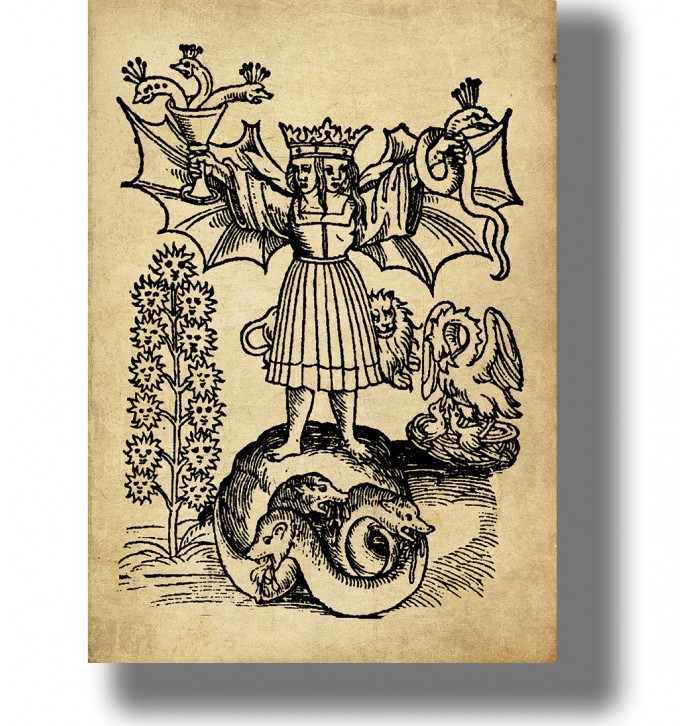 Two-Headed Hermaphrodite - Alchemical Rebis Print