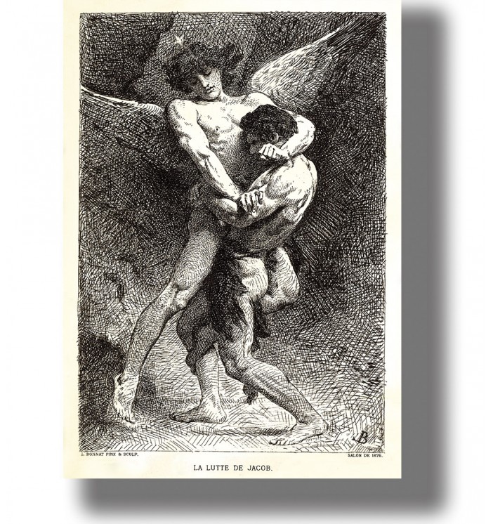 Jacob Wrestling the Angel by Léon Bonnat – Biblical Art Print