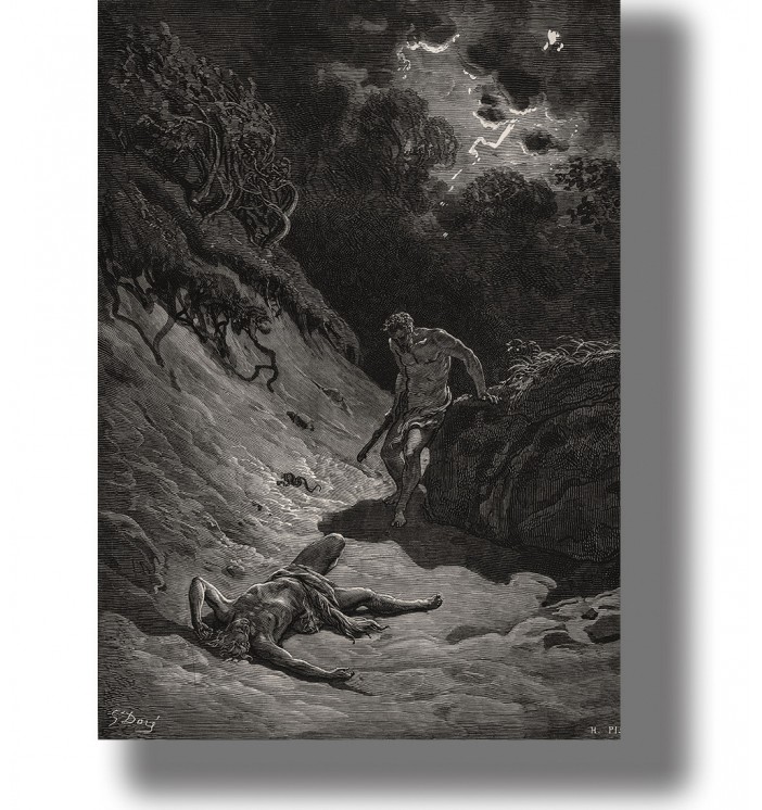 Cain kills Abel. Gustave Dore artwork.