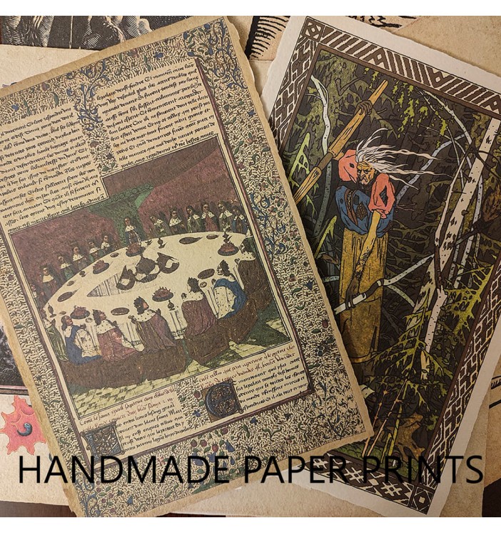 Handmade vintage paper print – textured paper with deckled edges and muted colors