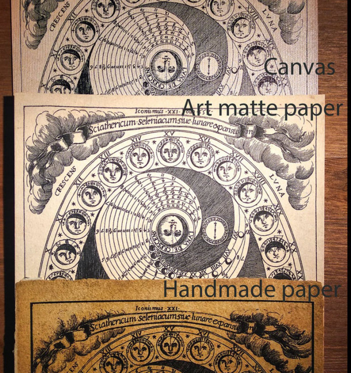 Canvas, art matte paper, and handmade paper – linen texture, thick matte, vintage deckled edges