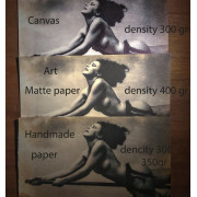 Canvas, art matte paper, and handmade paper – linen texture, thick matte, vintage deckled edges