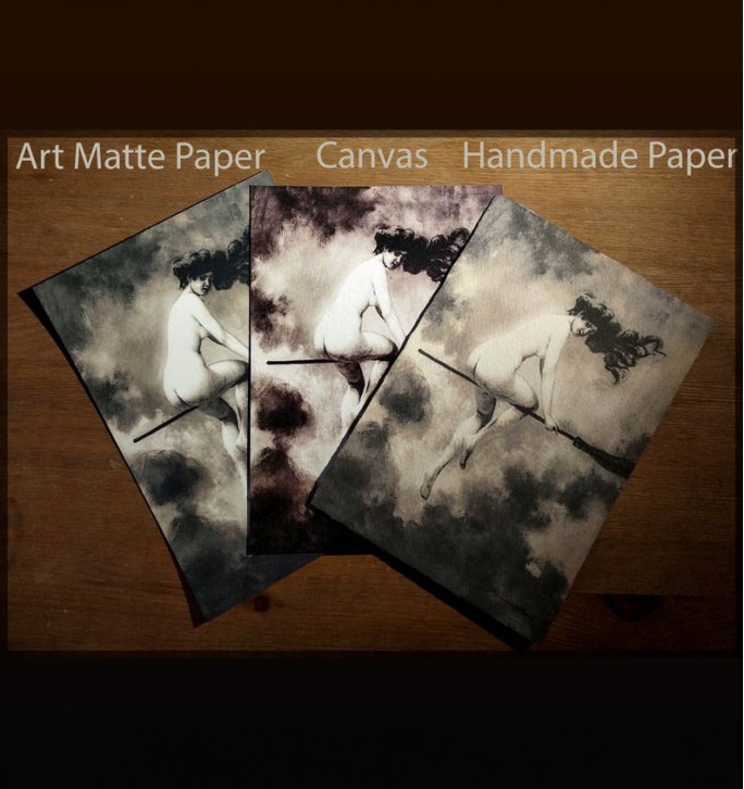 Canvas, art matte paper, and handmade paper – linen texture, thick matte, vintage deckled edges