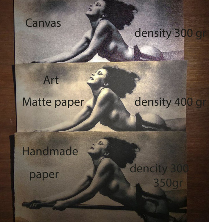 Linen textured canvas, vintage handmade paper, thick art matte paper, and polished birch plywood