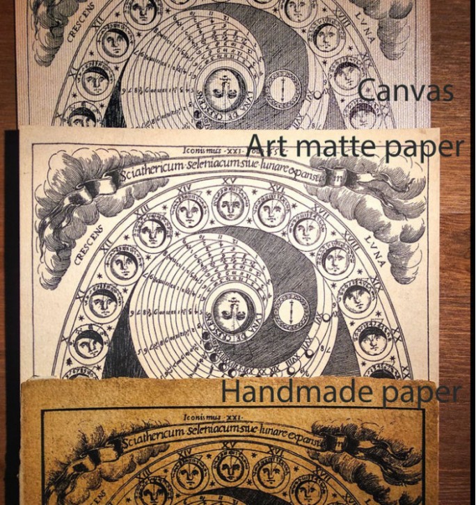 Canvas, art matte paper, and handmade paper – linen texture, thick matte, vintage deckled edges
