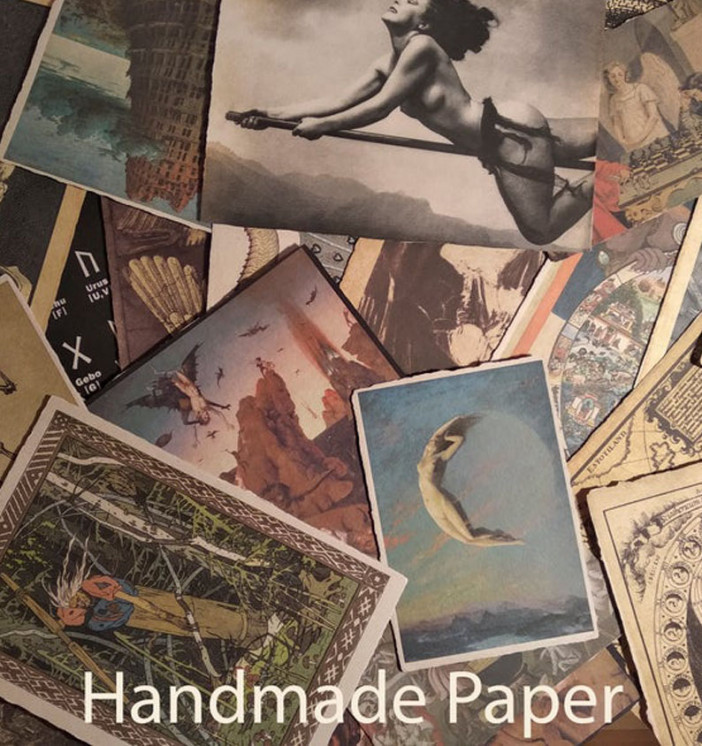 Handmade vintage paper print – textured paper with deckled edges and muted colors